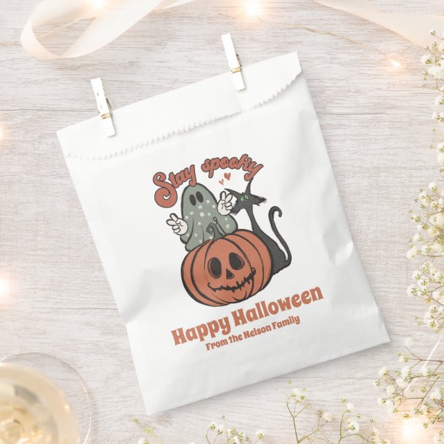 Stay Spooky Ghost Jack-O' Lantern Happy Halloween Favour Bags (Clipped)