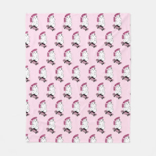"Stay Spooky" Ghost on a Skateboard – Cool Pink Fleece Blanket