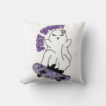 "Stay Spooky" Ghost on a Skateboard – Cool Purple