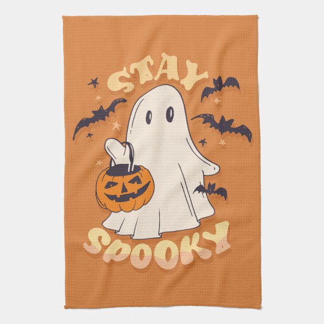 Stay Spooky Ghost Tea Towel (Vertical)