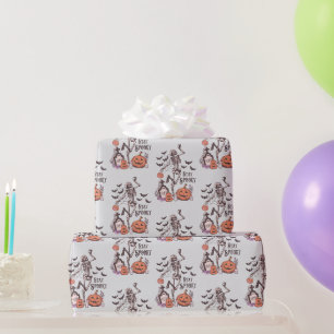 Stay Spooky Graveyard Skeleton Grey Halloween Wrapping Paper