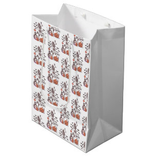 Stay Spooky Graveyard Skeleton White Halloween Medium Gift Bag