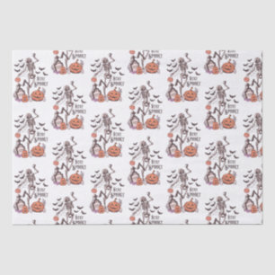 Stay Spooky Graveyard Skeleton White Halloween Tissue Paper