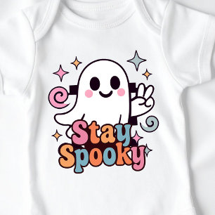 Stay Spooky Groovy Ghost Retro Pastel Halloween Baby Bodysuit