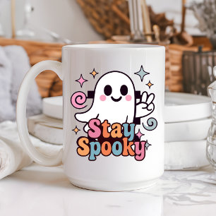 Stay Spooky Groovy Ghost Retro Pastel Halloween Coffee Mug