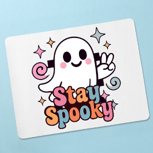 Stay Spooky Groovy Ghost Retro Pastel Halloween Mouse Mat