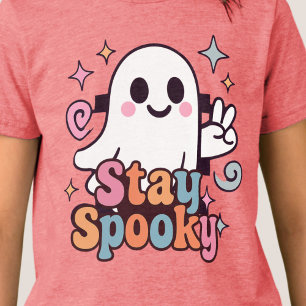 Stay Spooky Groovy Ghost Retro Pastel Halloween Tri-Blend Shirt