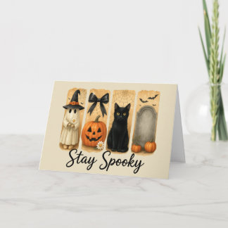 "Stay Spooky" Halloween Brush Stroke Cat Greeting Card