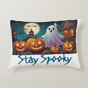 Stay Spooky, Halloween Ghosts and Pumpkins Decorative Cushion