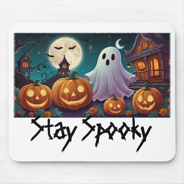 Stay Spooky, Halloween Ghosts and Pumpkins Mouse Mat (Front)