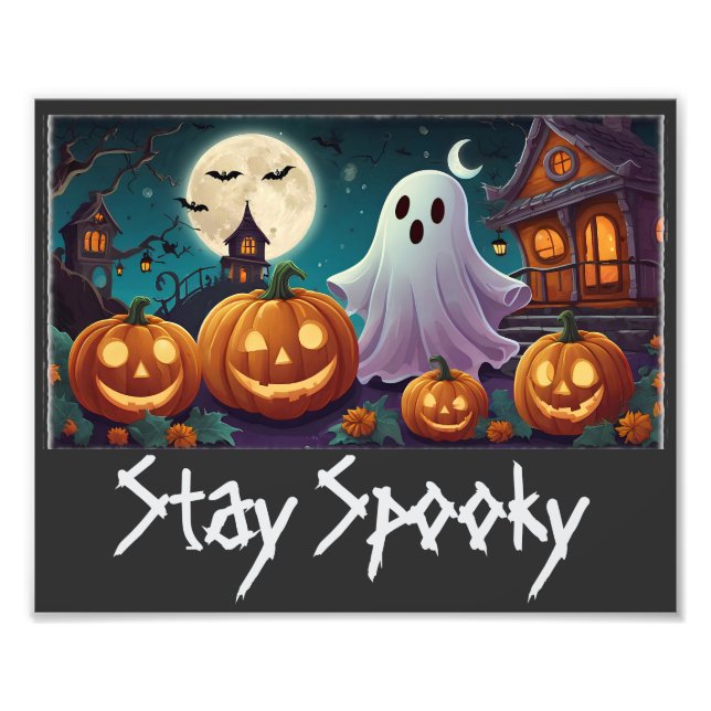 Stay Spooky, Halloween Ghosts and Pumpkins Photo Print (Front)