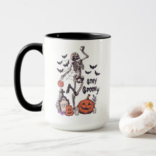 Stay Spooky Halloween Skeleton Spider Bat Pumpkin Mug