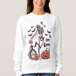 Stay Spooky Halloween Skeleton Spider Bat Pumpkin Sweatshirt