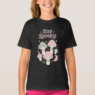 Stay Spooky Mushrooms Bow Moon Stars Cute Cottagec T-Shirt