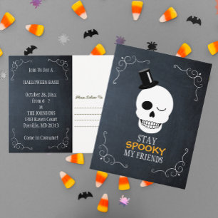 Stay Spooky My Friends Skull Halloween Invitation Postcard