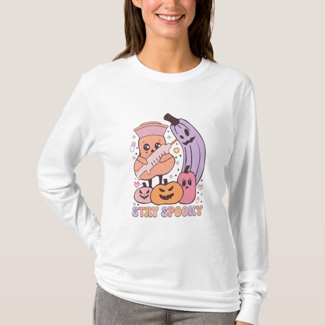 Stay Spooky Nurse Halloween Long Sleeve T-Shirt (Front)