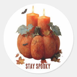 Stay Spooky Pumpkin with Candles Classic Round Sticker