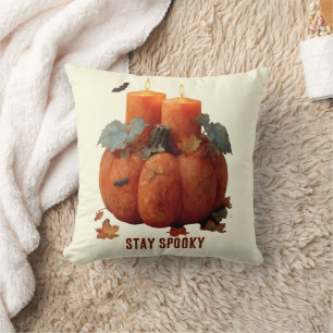 Stay Spooky Pumpkin with Candles Cushion