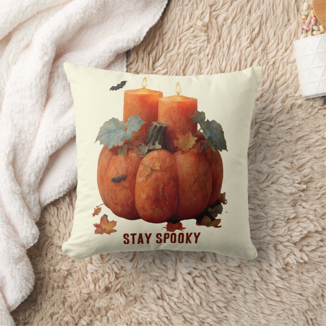 Stay Spooky Pumpkin with Candles Cushion (Blanket)