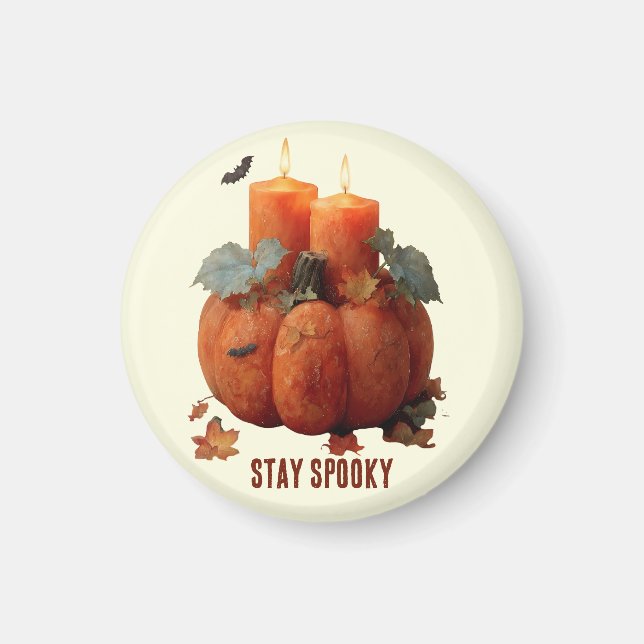 Stay Spooky Pumpkin with Candles Magnet (Front)