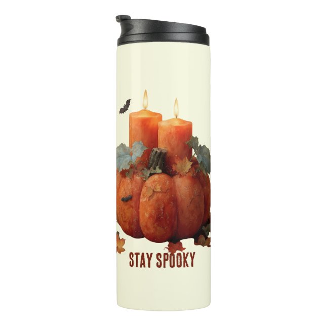 Stay Spooky Pumpkin with Candles Thermal Tumbler (Rotated Right)
