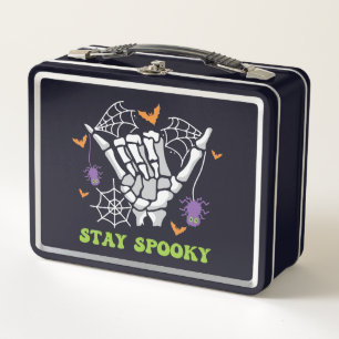 Stay Spooky with Hand Bones and Spider Webs Metal Lunch Box
