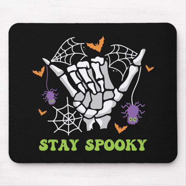 Stay Spooky with Hand Bones and Spider Webs Mouse Mat (Front)