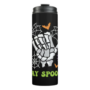 Stay Spooky with Hand Bones and Spider Webs Thermal Tumbler