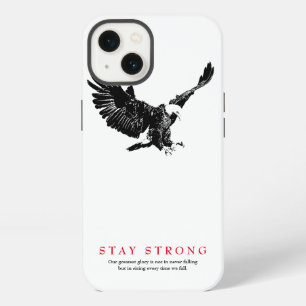 Stay Strong Black White Bald Eagle Motivational  iPhone 13 Case