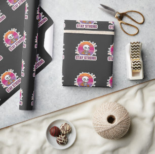 Stay Strong Cute Skeleton Wrapping Paper