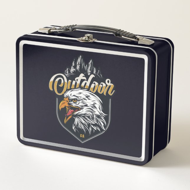 Stay Strong Eagle Outdoor Motivational quotes    Metal Lunch Box (Front)