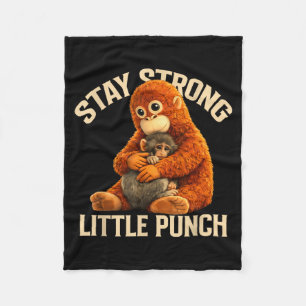Stay strong little punch cute monkey design fleece blanket