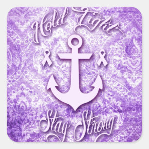 Stay strong nautical pancreatic cancer products. square sticker