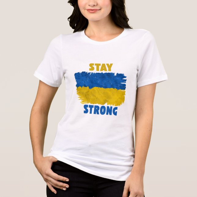 Stay Strong Ukraine - Show your Support Tri-Blend Shirt (Front)