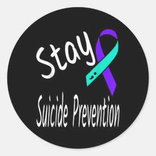 Stay Suicide Prevention Ribbon Semicolon Awareness Classic Round Sticker