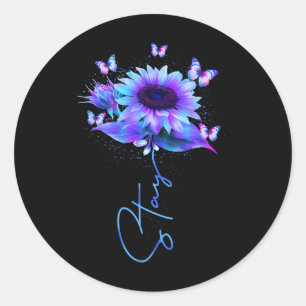 Stay Sunflower Butterfly Suicide Prevention Awaren Classic Round Sticker