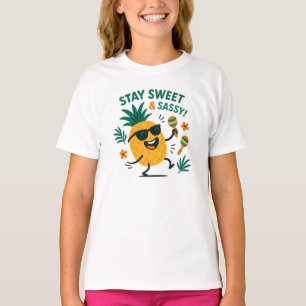 Stay Sweet and Sassy Fun Pineapple Graphic T-Shirt
