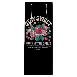 Stay Sweet Fruit of the Spirit Christian Strawberr Wine Gift Bag