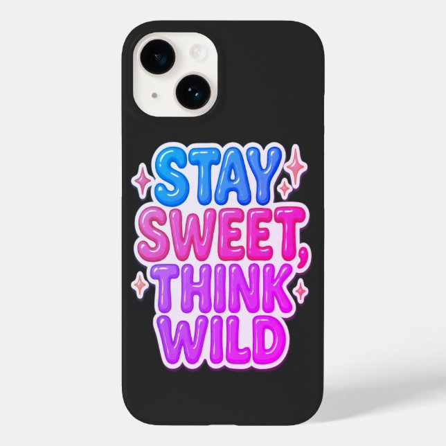 "Stay Sweet, Think Wild" – Playful Positivity Desi Case-Mate iPhone Case (Back)