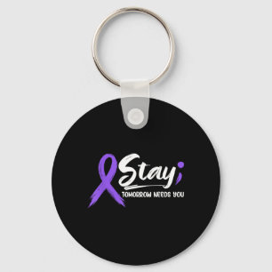 Stay - Tomorrow Needs Semicolon Prevention Retro Key Ring
