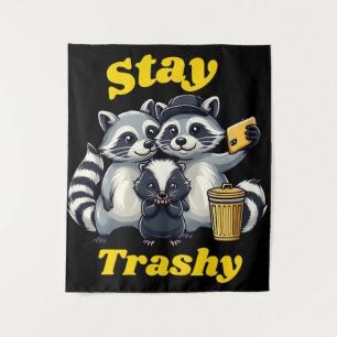 Stay Trashy Funny Raccoon, Opossum, Skunk funny Tapestry