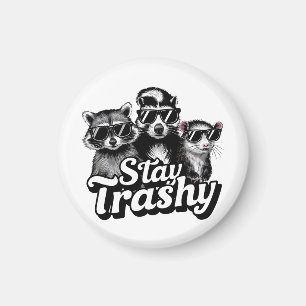 Stay Trashy Racoon Opossum Sunglasses Art Magnet