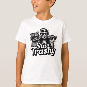 Stay Trashy Racoon Opossum Sunglasses Art T-Shirt