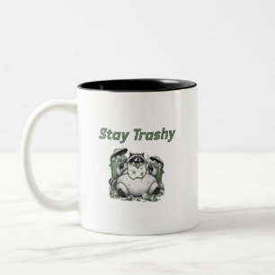 Stay Trashy, Trash Panda, Racoon Two-Tone Coffee Mug