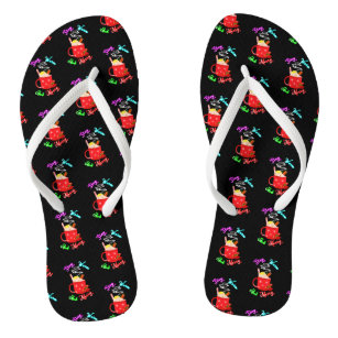 Stay Warm And Merry Cinnamon Snowflakes Christmas Flip Flops