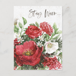 Stay Warm - Holiday Flowers Postcard