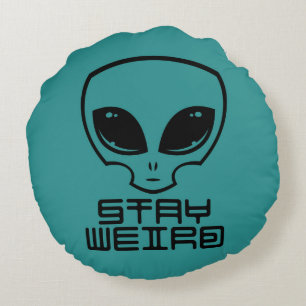 Stay Weird Alien Head Round Cushion