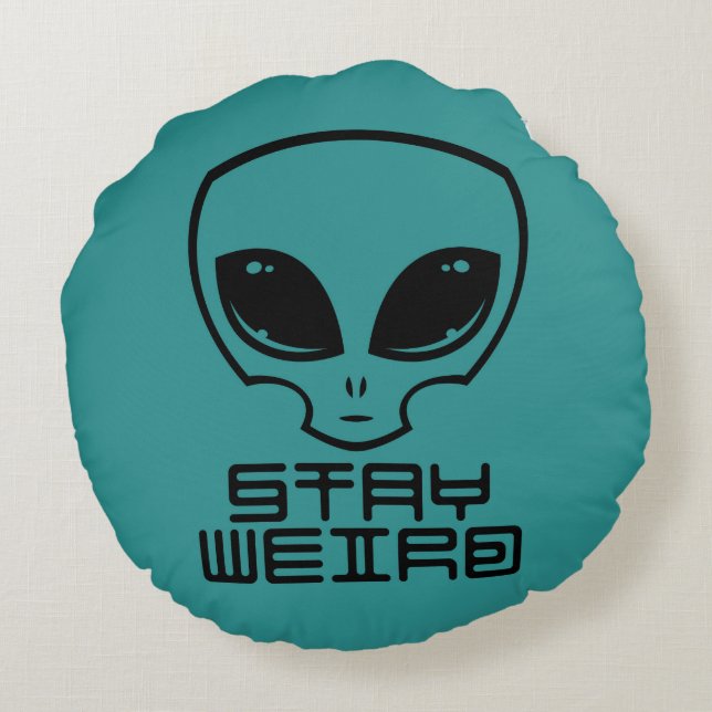 Stay Weird Alien Head Round Cushion (Back)