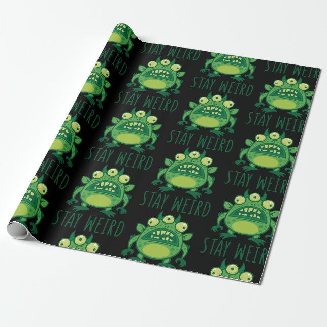 Stay Weird Alien Monster Wrapping Paper (Unrolled)