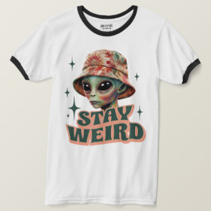 Stay Weird Alien Tie-Dye Ringer T-Shirt